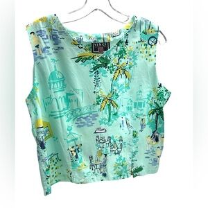Vince Women’s Scenic Print Sleeveless Rayon Top Size Medium